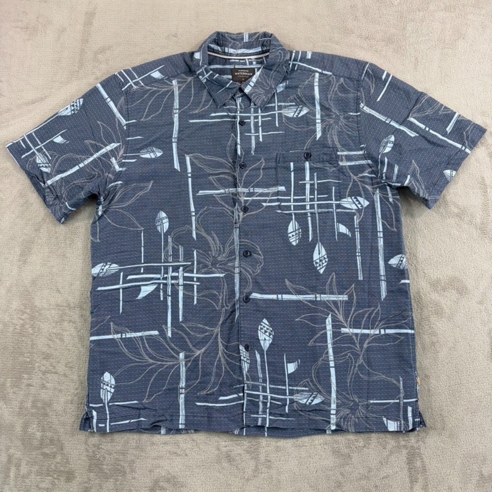 Quiksilver Waterman Hawaiian Comfort Fit Shirt Multi Floral Tribal Beach Mens XL